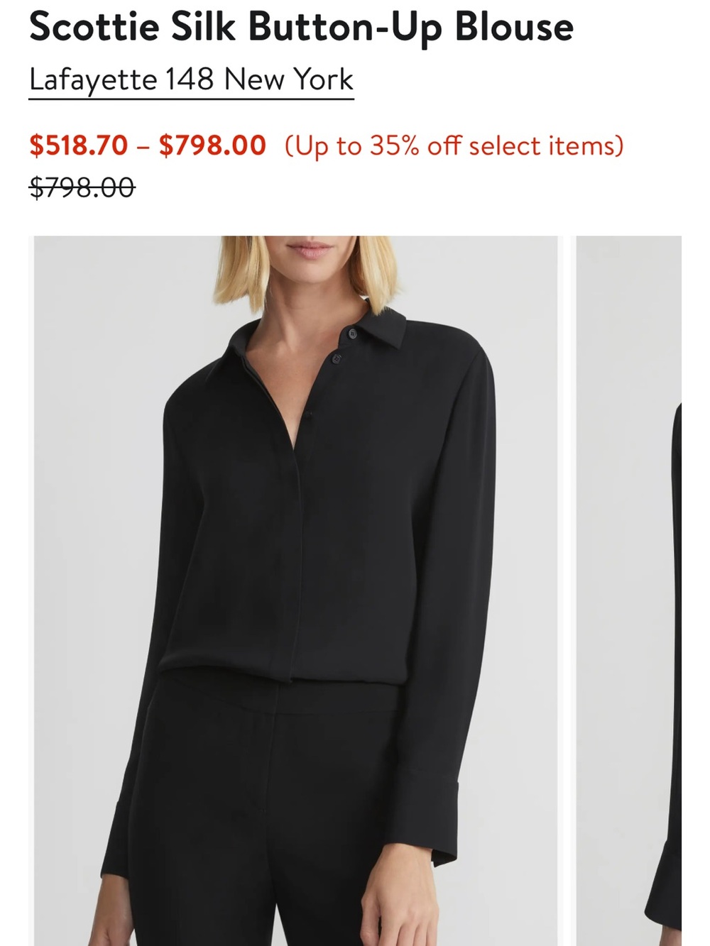 Lafayette 148 New York Scottie Silk Button-Up Blouse 2X - Picture 7 of 7